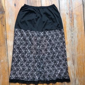 50s 60 VTG Style Saks 5th Ave Black Lace Slip, M